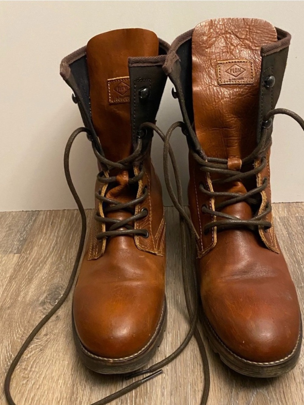 Palladium Tan & Dark Brown Leather Combat Boots